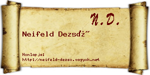 Neifeld Dezső névjegykártya
